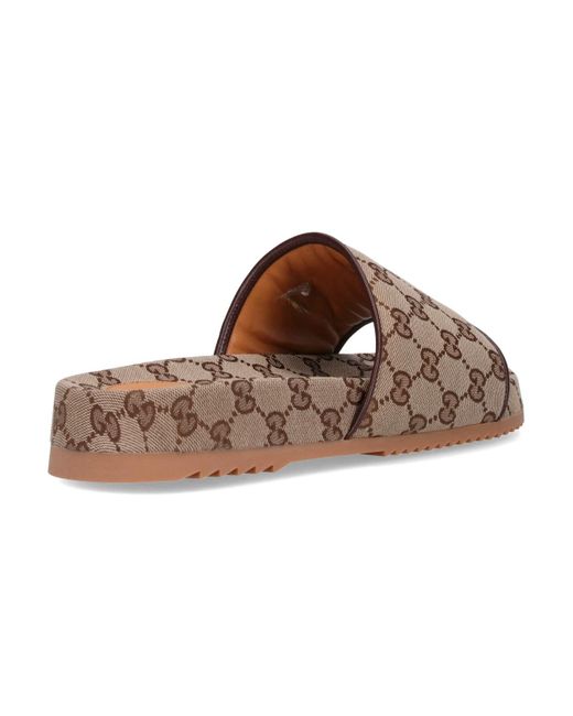 Gucci White Gg Fabric Slider Sandals for men