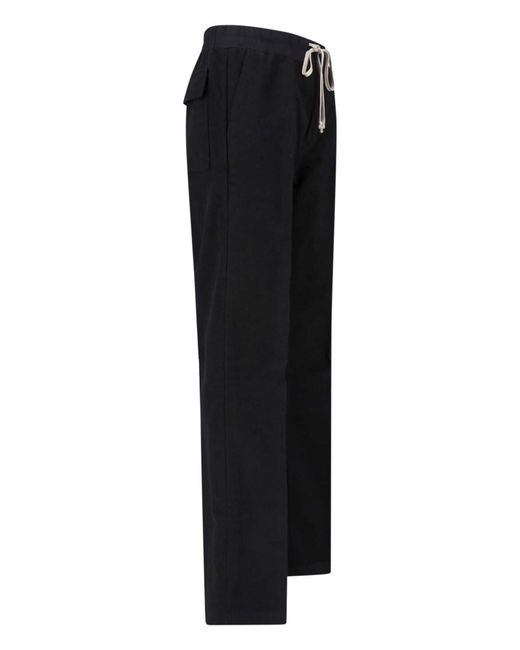 Rick Owens Black Straight Cotton Pants for men