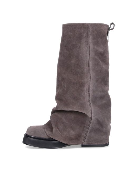The Attico Brown Sleek Zip-Front Chelsea Boots For