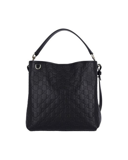 Gucci Black Medium Bucket Bag "Gg Emblem"