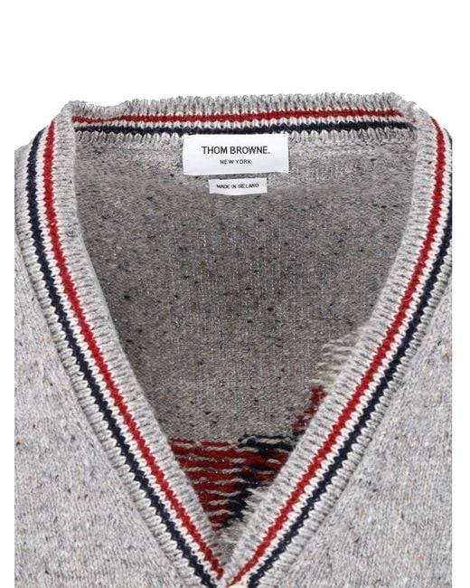 Thom Browne Gray Cardigan "Hector" for men