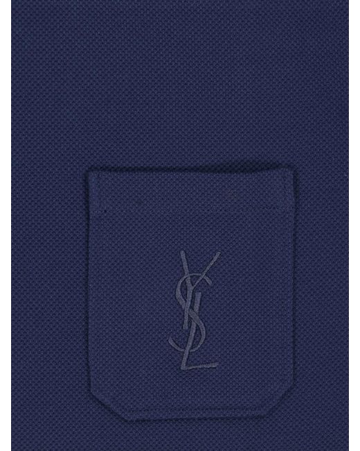 Saint Laurent Blue Polo "Cassandre" for men