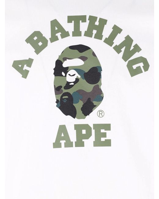 A Bathing Ape White 100% Cotton Graphic T-Shirt for men