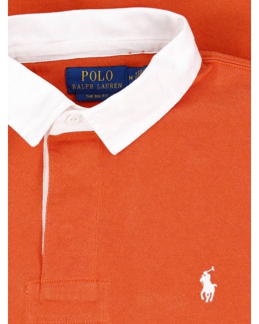 Polo Ralph Lauren Orange Striped Rugby Polo for men