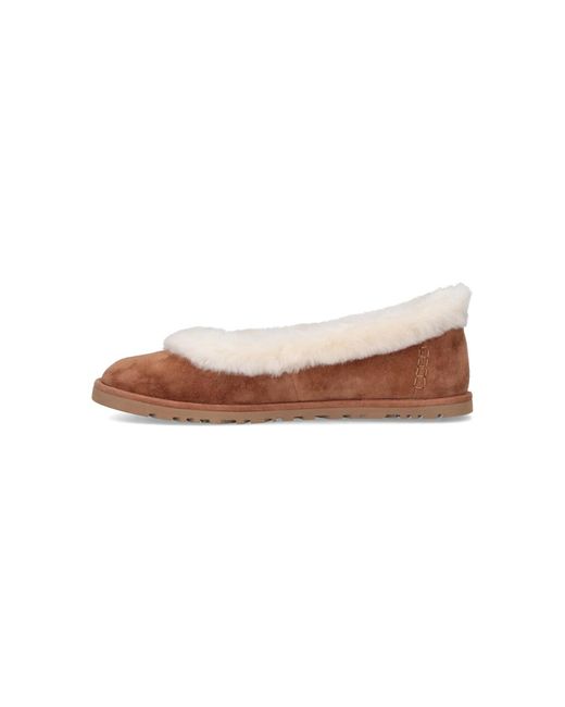 Ugg White Flat Shoes Upper: Leather