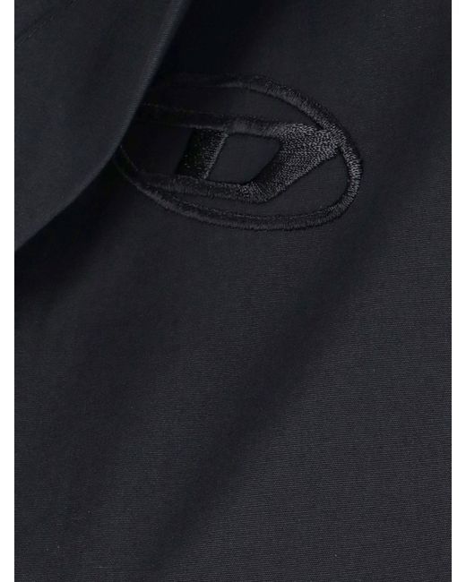 DIESEL Blue Asymmetrical Cotton Shirt With Curved Hem And Embroidered Logo