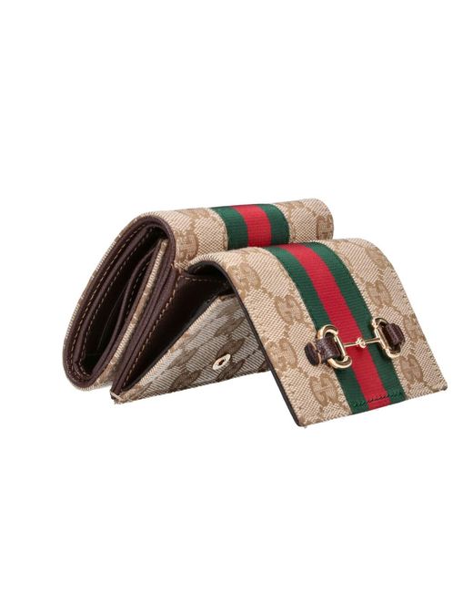 Gucci Black Tri-Fold Wallet "Horsebit Web"