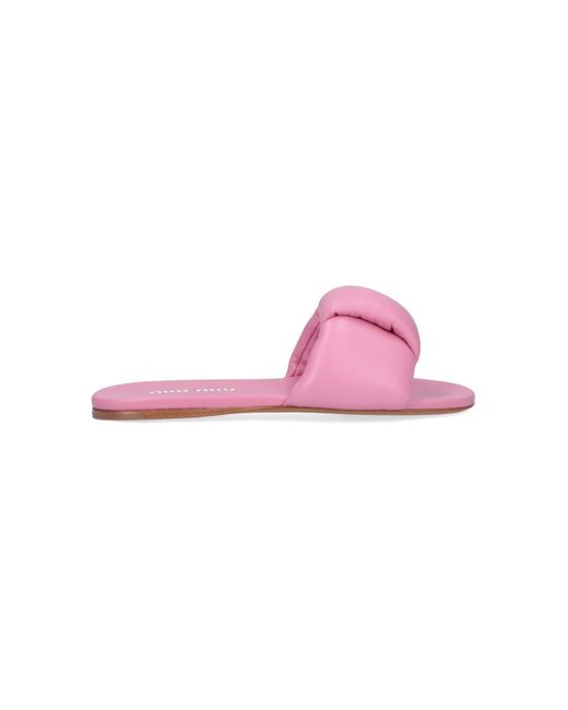 Miu Miu Pink Puffy Leather Slides