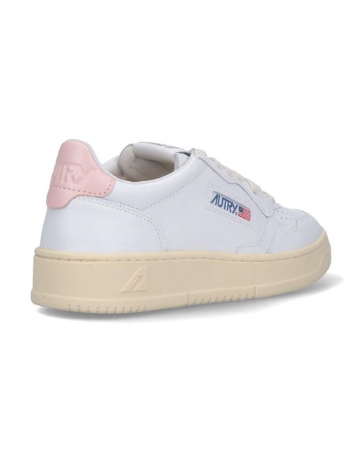 Autry White Low-Top Sneakers With Perforated Detailing