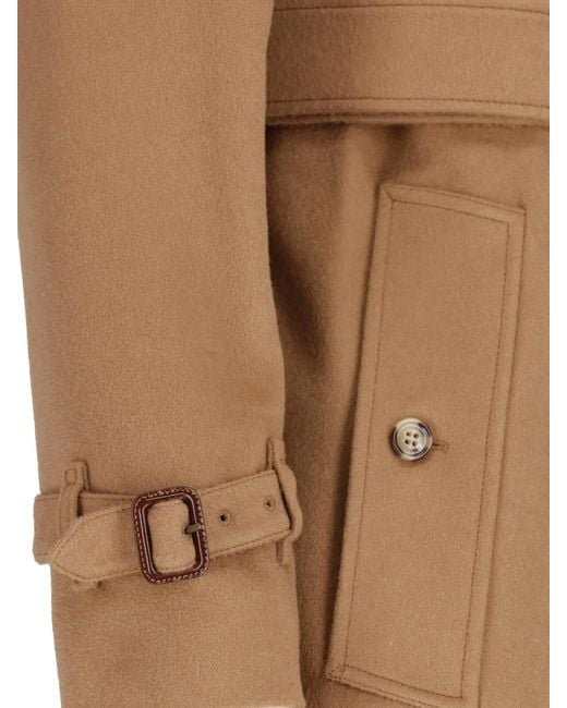 Burberry Natural Double-Breasted Long Cashmere Coat