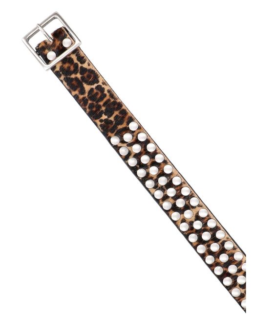 Golden Goose Deluxe Brand Black Leo Animal Print Studded Belt