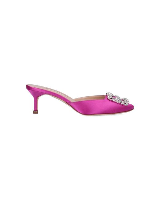 Manolo Blahnik Pink 'Hangisimu 50' Mules