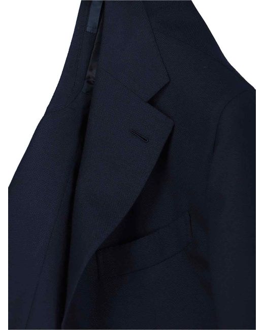 Caruso Blue Single-Breasted Blazer for men