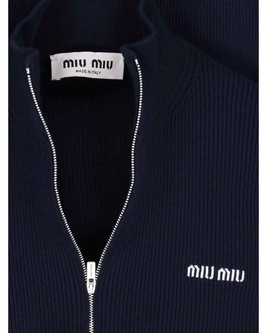 Miu Miu Blue Zip Cardigan