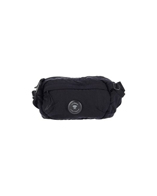 C P Company Black Belt Bag "Nylon B Lens" for men