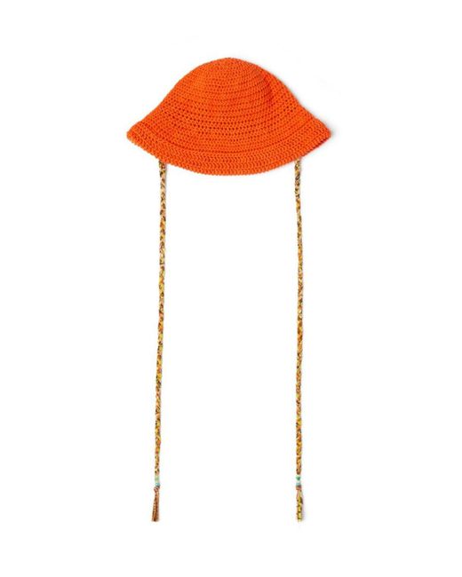 Alanui Orange Bucket Crochet Hat