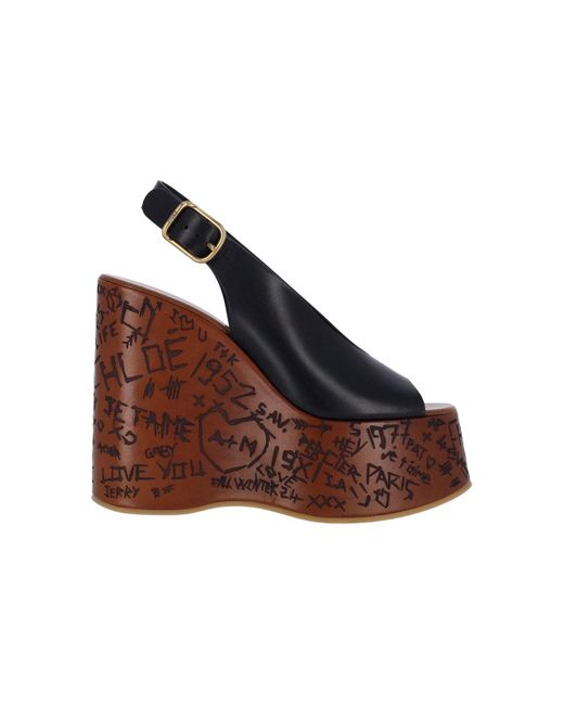 Sandali Con Zeppa "Maxime" di Chloé in Brown