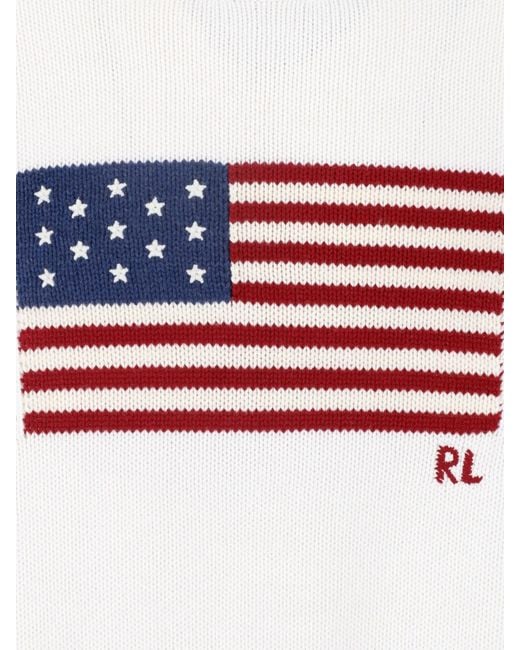 Polo Ralph Lauren White Graphic Crewneck Sweater for men