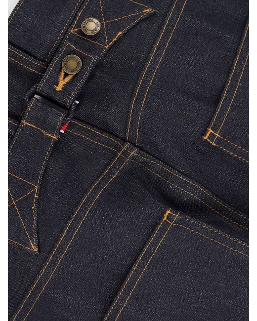 Thom Browne Blue High-Waisted Selvedge Denim Jeans With Adjustable Strap for men