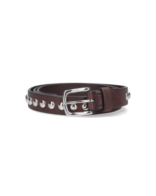 J&m Davidson Brown 'Dome Rivets Narrow' Belt for men