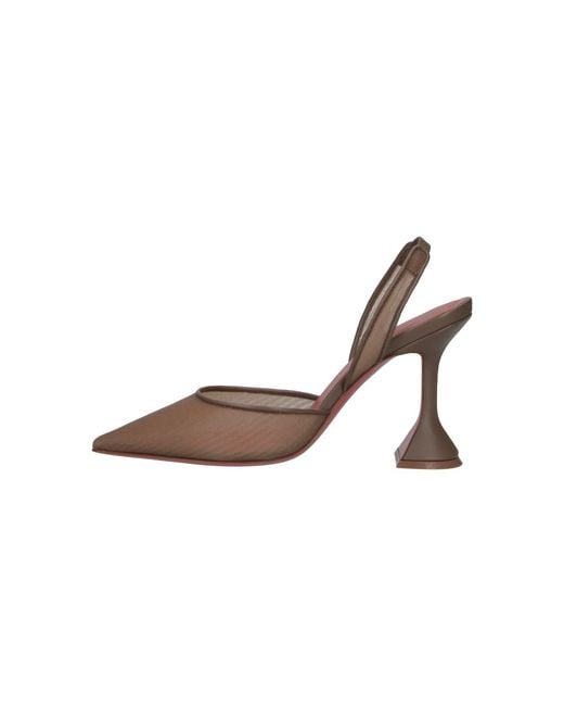 AMINA MUADDI Brown Taupe Holli Pointed-Toe Slingback Pumps