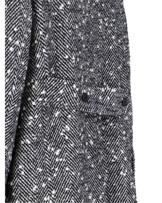 Dolce & Gabbana Gray Double-Breasted Virgin Wool Blend Coat for men
