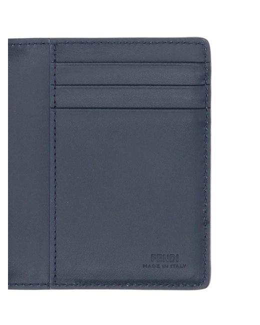 Fendi Blue 'diagonal' Bi-fold Card Holder for men