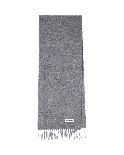 Jil Sander Gray 100% Virgin Wool Scarf