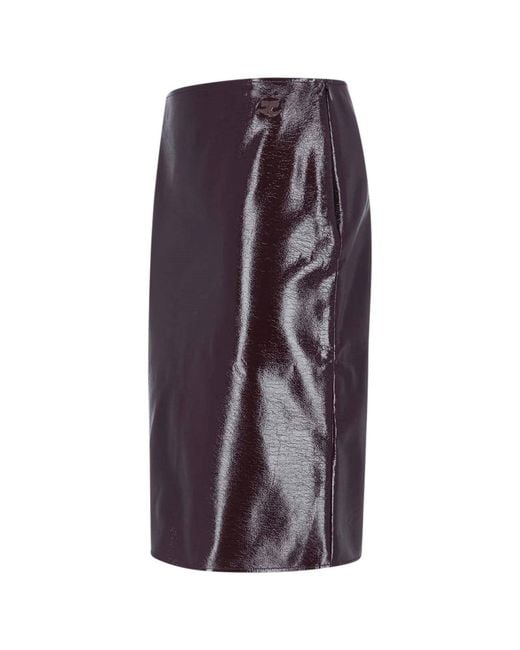 Courreges Purple Glossy Mini Skirt With Embossed Logo Detail