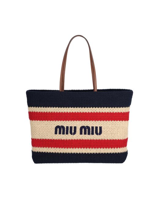 Miu Miu Red Logo Tote Bag
