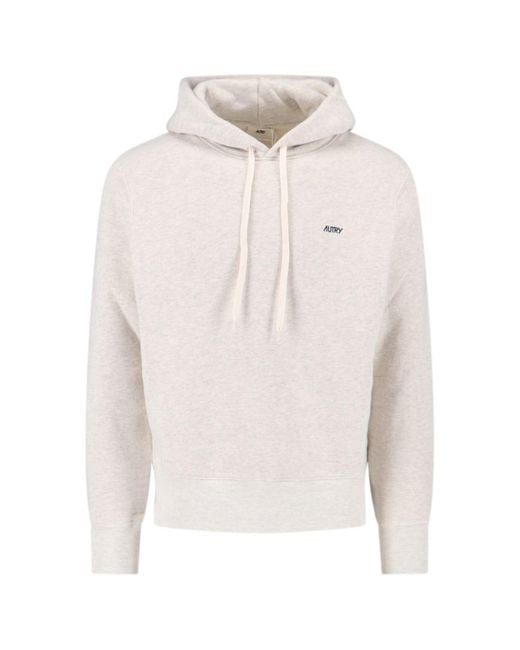 Autry White Cropped Light Hoodie Sweater With Relaxed Fit for men