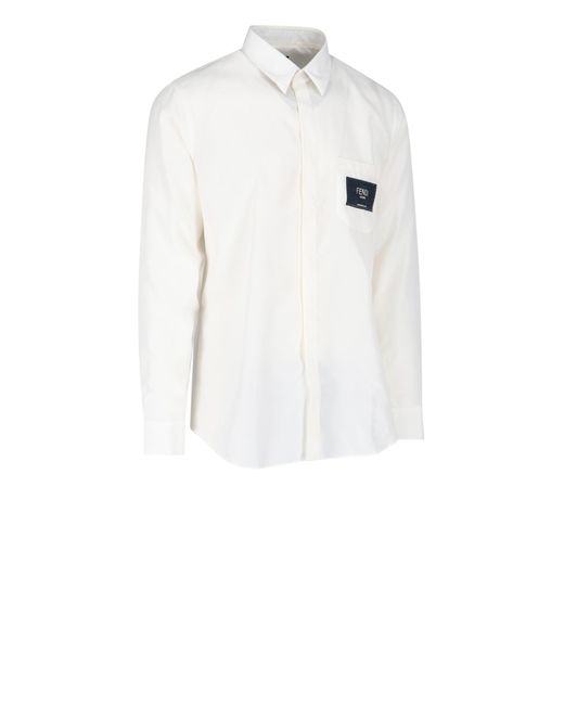 Fendi Logo Shirt in White for Men | Lyst