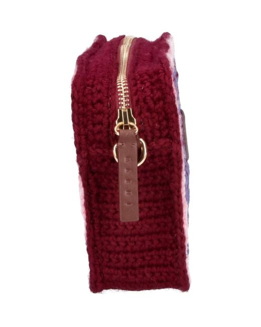 Marni Purple Wool And Calf Leather Bag With Metallic Hardware