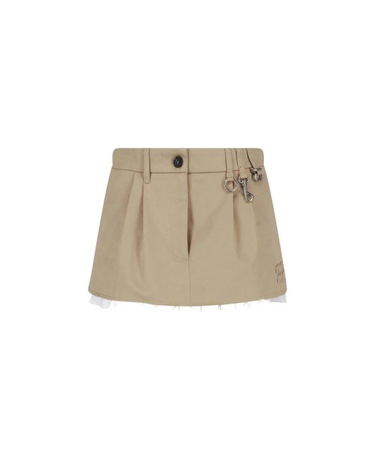 Miu Miu Natural Cotton Chino Mini Skirt