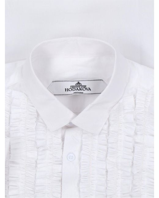 Camicia Con Rouches "Frill" di HODAKOVA in White