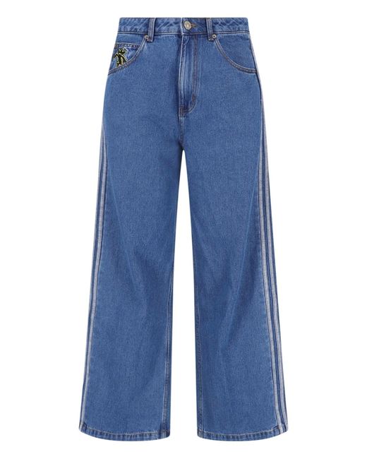 Adidas Blue Wide Jeans "Firebird" for men