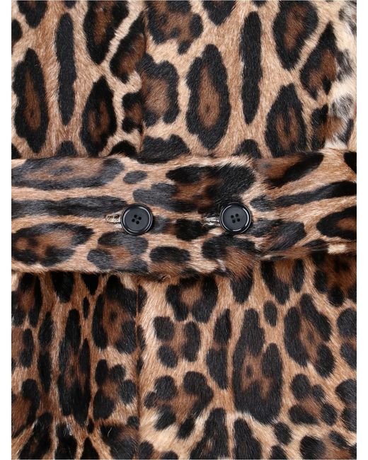 Dolce & Gabbana Natural Double-Breasted Goat Leather Coat
