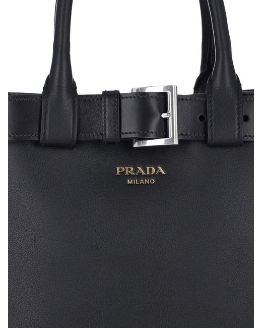 Prada Black Medium "buckle" Handbag
