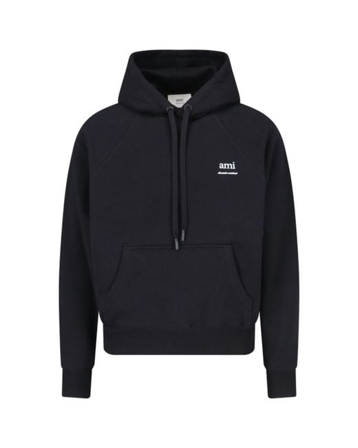 AMI Blue Logo Hoodie for men