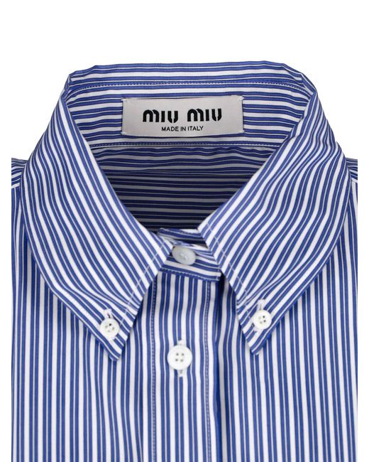 Miu Miu Blue Striped Cotton Shirt