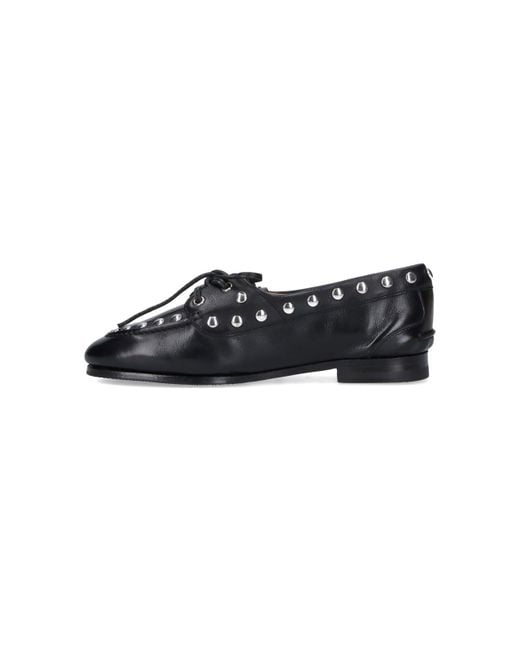 Bally Black Pointed Toe Slip-On Moccasins With Lace Closure