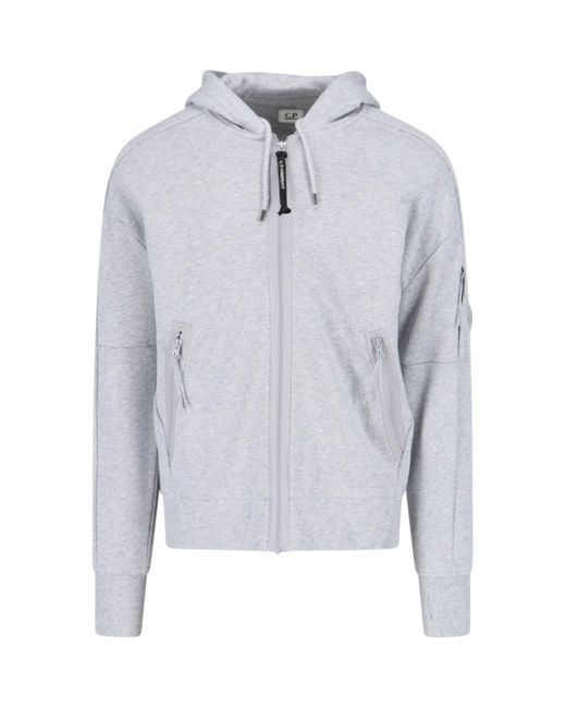 C P Company Gray 'diagonal Raised Fleece' Zip Sweatshirt for men