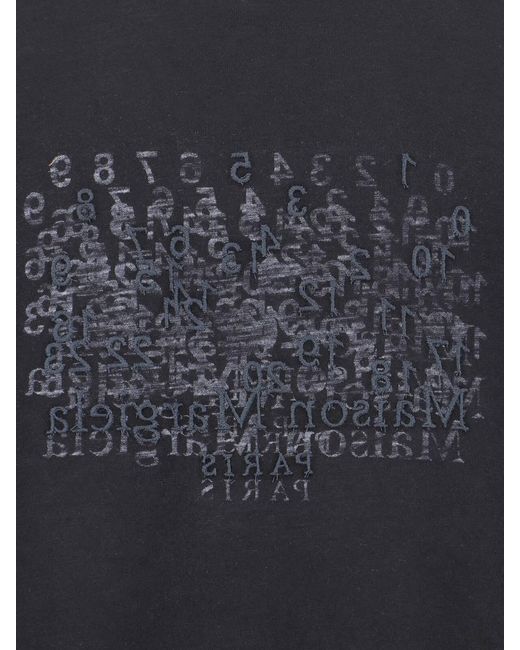 Maison Margiela Blue Contrasting Logo Cotton T-Shirt for men
