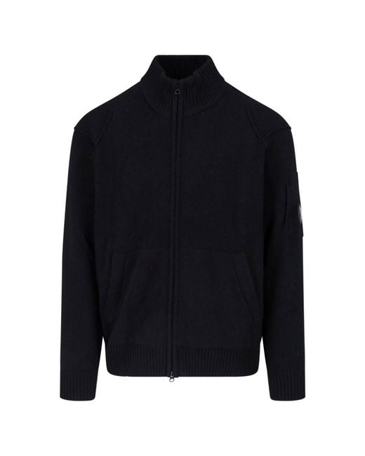 C P Company Black Wool Zip Cardigan for men