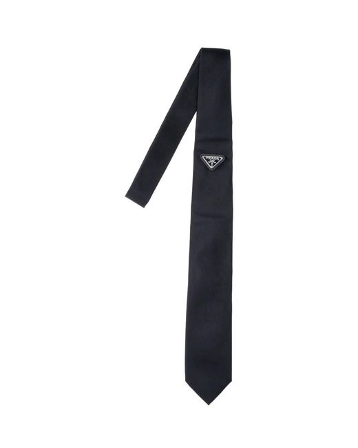 Prada Black Silk Logo Tie for men