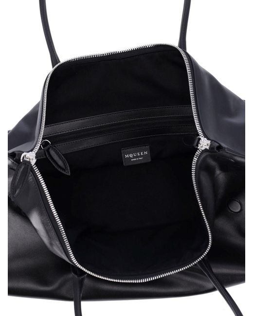 McQueen Black Manta Large Shoulder Bag