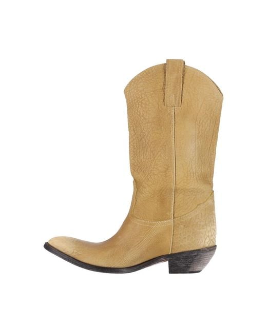 Versace Natural Tan Mid-Calf Pointed Toe Boots