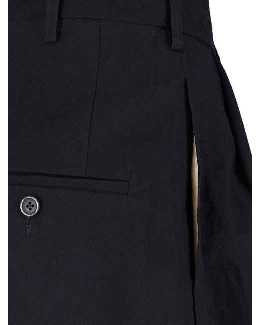Uma Wang Blue High-Waisted Wide-Leg Linen Trousers