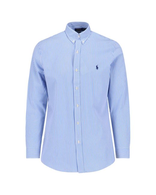 Polo Ralph Lauren Blue Logo Striped Shirt for men