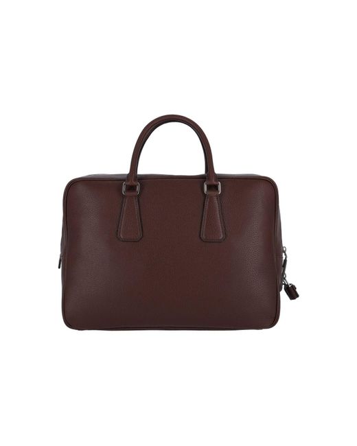Prada Brown Logo Work Bag for men